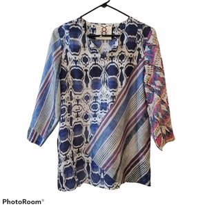 Figue Tunic Top Blouse Flowy Silky  Fabric M Womens